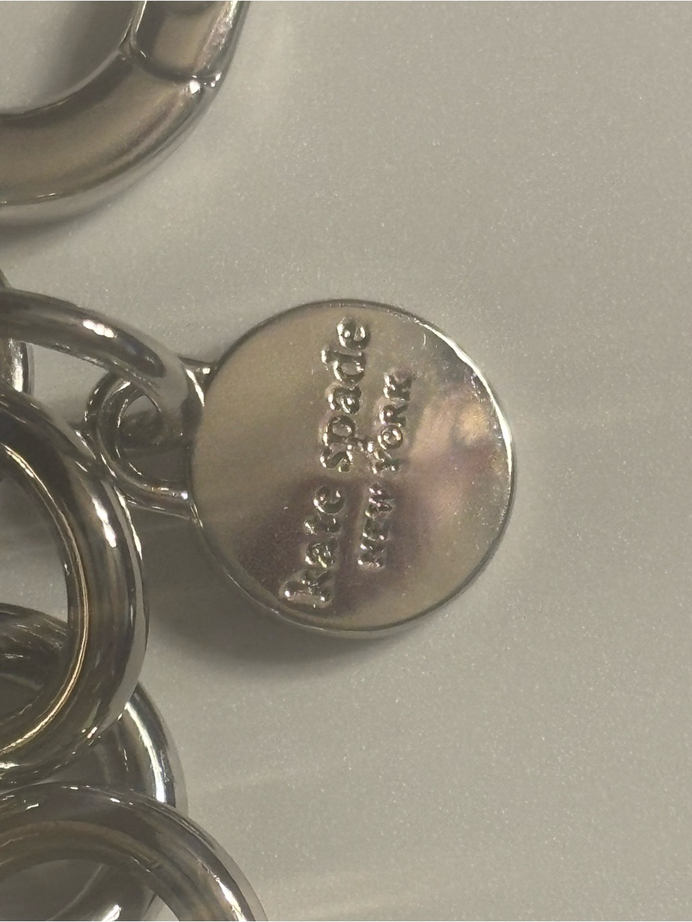 Kate Spade flower bag charm smooth leather construction silver hardware $98 NWT - Picture 2 of 4
